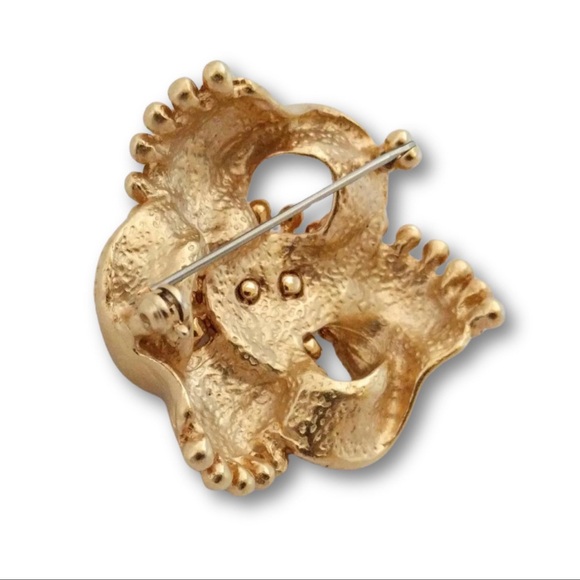 Golden Flower Brooch💎*18K Gold Plated Vintage Brooch*Pearl Pin Runway Style - Picture 4 of 5